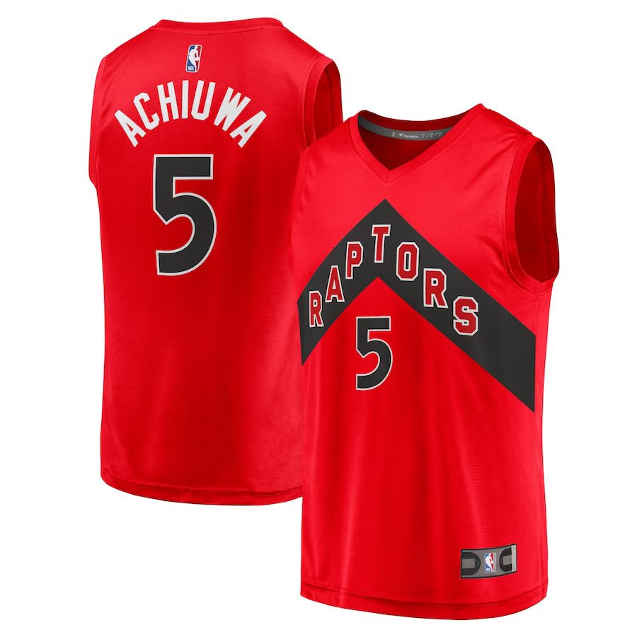 Men Toronto Raptors 5 Precious Achiuwa Fanatics Branded Red Fast Break Replica NBA Jersey